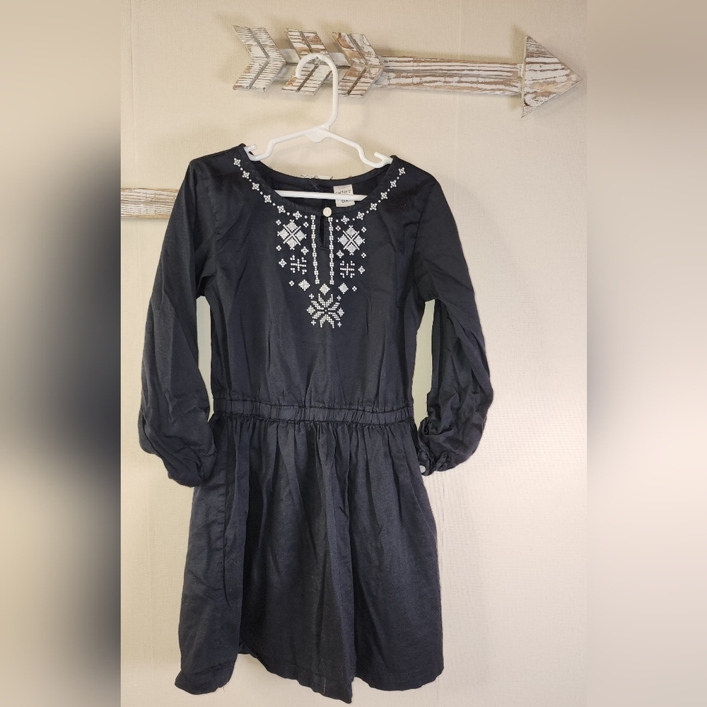 Stylish Black Girls 6 Dress with Embroidery
